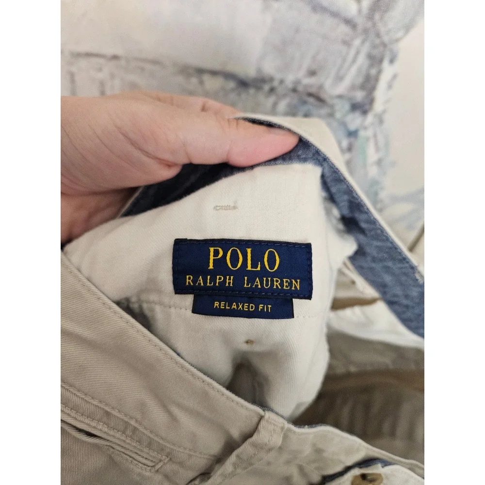 Polo Ralph Lauren Shorts 35 Tan Khaki Relaxed Fit Chino Cotton Mens Casual